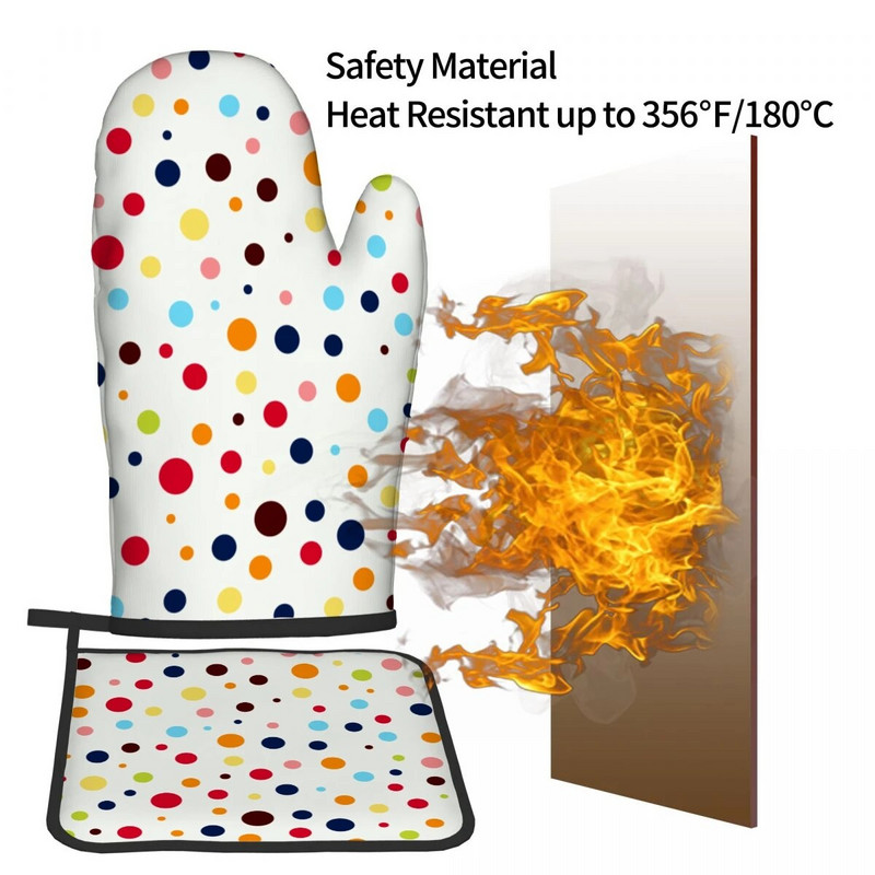 Μοτίβο πουά Γάντια φούρνου μικροκυμάτων και θήκες για κατσαρόλες Σετ κατσαρόλες κουζίνας για μπάρμπεκιου μονωτικά γάντια φούρνου γάντια ψησίματος