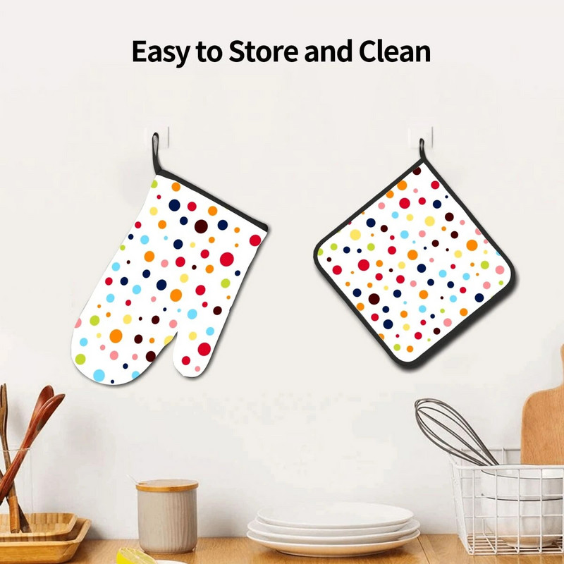 Μοτίβο πουά Γάντια φούρνου μικροκυμάτων και θήκες για κατσαρόλες Σετ κατσαρόλες κουζίνας για μπάρμπεκιου μονωτικά γάντια φούρνου γάντια ψησίματος
