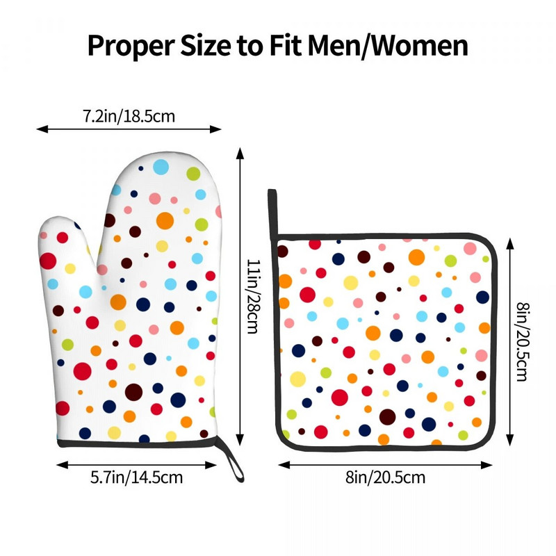 Μοτίβο πουά Γάντια φούρνου μικροκυμάτων και θήκες για κατσαρόλες Σετ κατσαρόλες κουζίνας για μπάρμπεκιου μονωτικά γάντια φούρνου γάντια ψησίματος