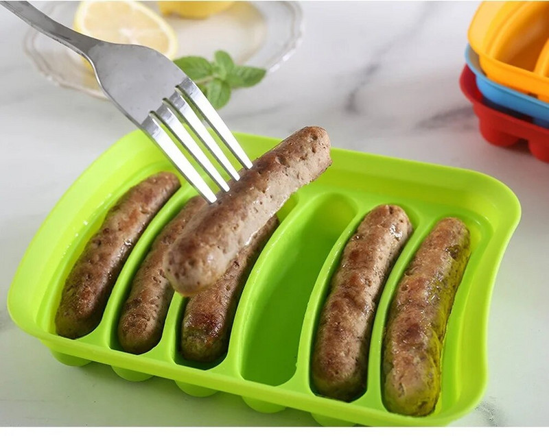 1vnt silikoninė dešrelių forma 6 tinklelio didelė kumpio dešrų dėžutė dešrainių formų konservavimo dėžutė „pasidaryk pats“ keptų dešrų dėžutės forma su dangteliu