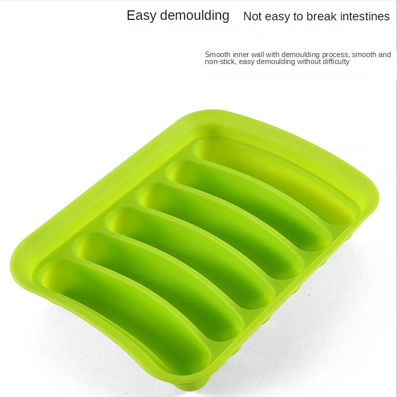 1vnt silikoninė dešrelių forma 6 tinklelio didelė kumpio dešrų dėžutė dešrainių formų konservavimo dėžutė „pasidaryk pats“ keptų dešrų dėžutės forma su dangteliu