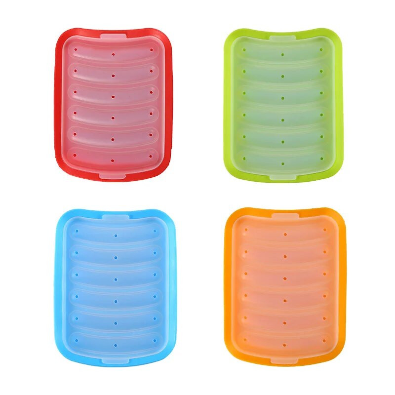 1vnt silikoninė dešrelių forma 6 tinklelio didelė kumpio dešrų dėžutė dešrainių formų konservavimo dėžutė „pasidaryk pats“ keptų dešrų dėžutės forma su dangteliu