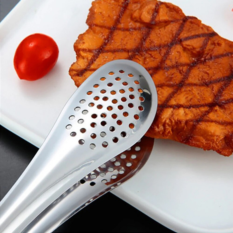 Virtuvės reikmenys BBQ maisto spaustukai Virtuvės vyriausiosios žnyplės iš nerūdijančio plieno, nešiojamos iškylai ant grotelių gaminimo reikmenys