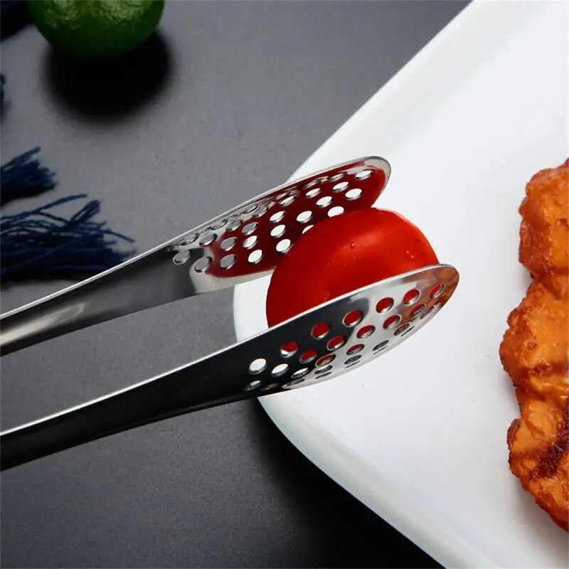 Maisto spaustukai rankomis poliruoti 7 colių kepimo įrankiai Kepimo žnyplės Sutirštinta medžiaga 5 colių virtuvės baro reikmenys Vaisių spaustukai kepsnių žnyplės