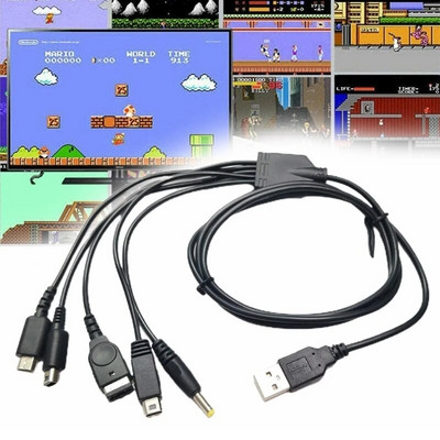 Cablu de încărcare USB 5 în 1 de 1,2 m/4 ft Cablu de încărcare multiplu Linie de cablu de încărcare rapidă pentru GBA SP/3DS/NDSL/WiiU/PSP