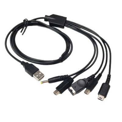 1,2 m/4 láb 5 az 1-ben USB töltőkábel Több töltőkábel Gyorstöltő vezetékes vezeték GBA SP/3DS/NDSL/WiiU/PSP számára