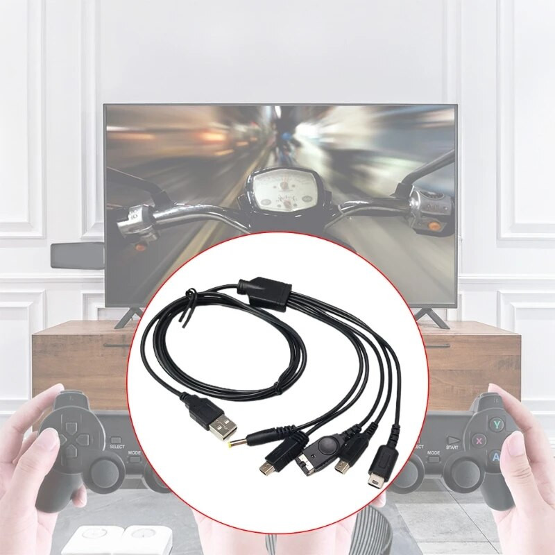 1,2 m/4 láb 5 az 1-ben USB töltőkábel Több töltőkábel Gyorstöltő vezetékes vezeték GBA SP/3DS/NDSL/WiiU/PSP számára