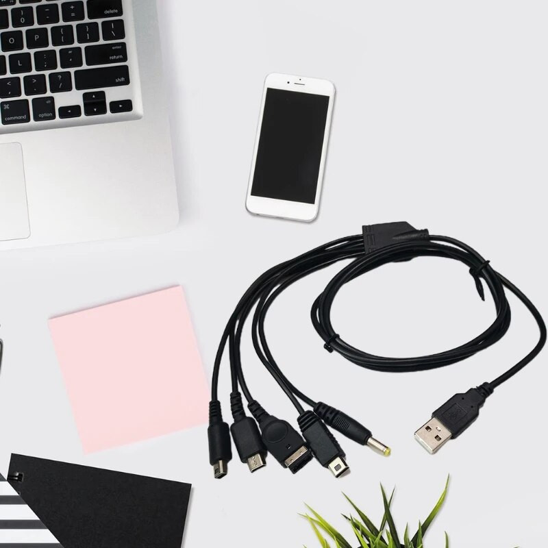 1,2 m/4 láb 5 az 1-ben USB töltőkábel Több töltőkábel Gyorstöltő vezetékes vezeték GBA SP/3DS/NDSL/WiiU/PSP számára