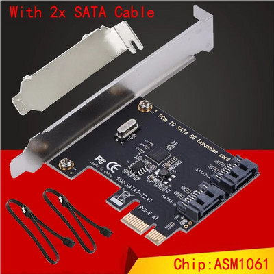 NAUJAS Chi a Mining SATA PCI E adapteris 2 prievado SATA 3.0 į PCIe X1 išplėtimo adapterio kortelė SATA 3 PCI-e PCI Express konverteris ASM1061