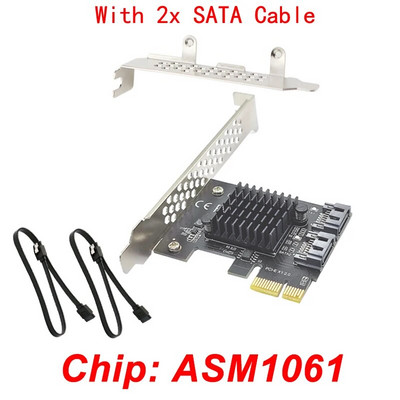 NAUJAS Chi a Mining SATA PCI E adapteris 2 prievado SATA 3.0 į PCIe X1 išplėtimo adapterio kortelė SATA 3 PCI-e PCI Express konverteris ASM1061