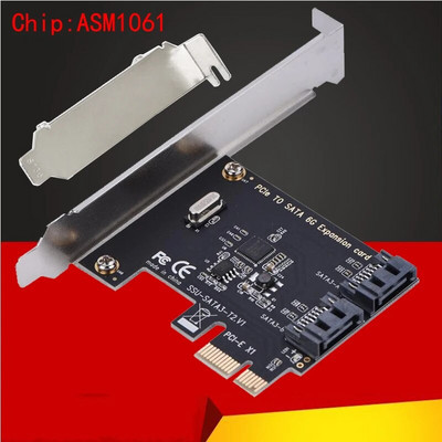 NAUJAS Chi a Mining SATA PCI E adapteris 2 prievado SATA 3.0 į PCIe X1 išplėtimo adapterio kortelė SATA 3 PCI-e PCI Express konverteris ASM1061