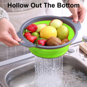 Sulankstomas silikoninis nutekėjimo krepšelis vaisių, daržovių plovimo krepšelis Sulankstomas sietelis kiaurasamtis Sulankstomas kanalizacija virtuvės laikymo įrankis