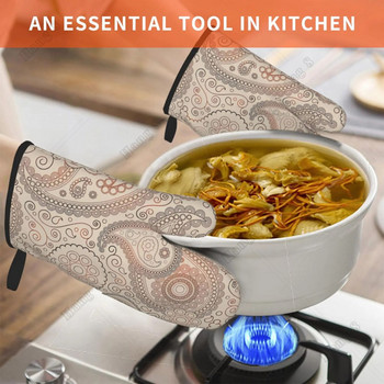 Paisley Γάντια μαγειρικής φούρνου με μοτίβο για γυναίκες Γάντια φούρνου μικροκυμάτων κουζίνας Αξεσουάρ μαγειρέματος Ανθεκτικό στη θερμότητα μπάρμπεκιου ενός μεγέθους