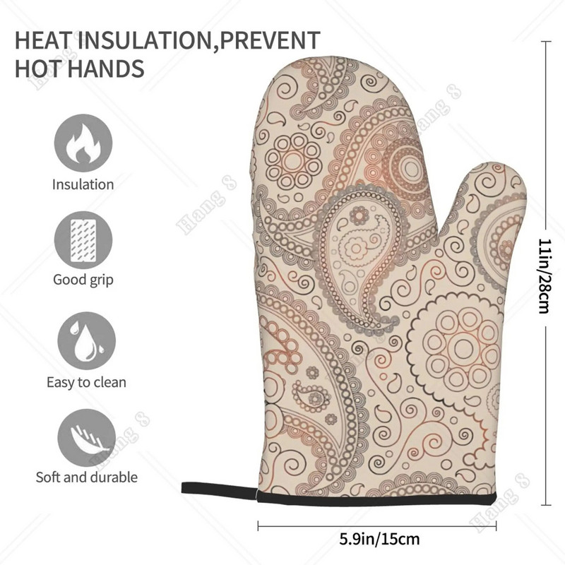 Paisley Pattern Orkaitės gaminimo pirštinės moterims Virtuvinės Pirštinės mikrobangų krosnelėje Maisto gaminimo reikmenys Karščiui atsparios kepsninės vieno dydžio
