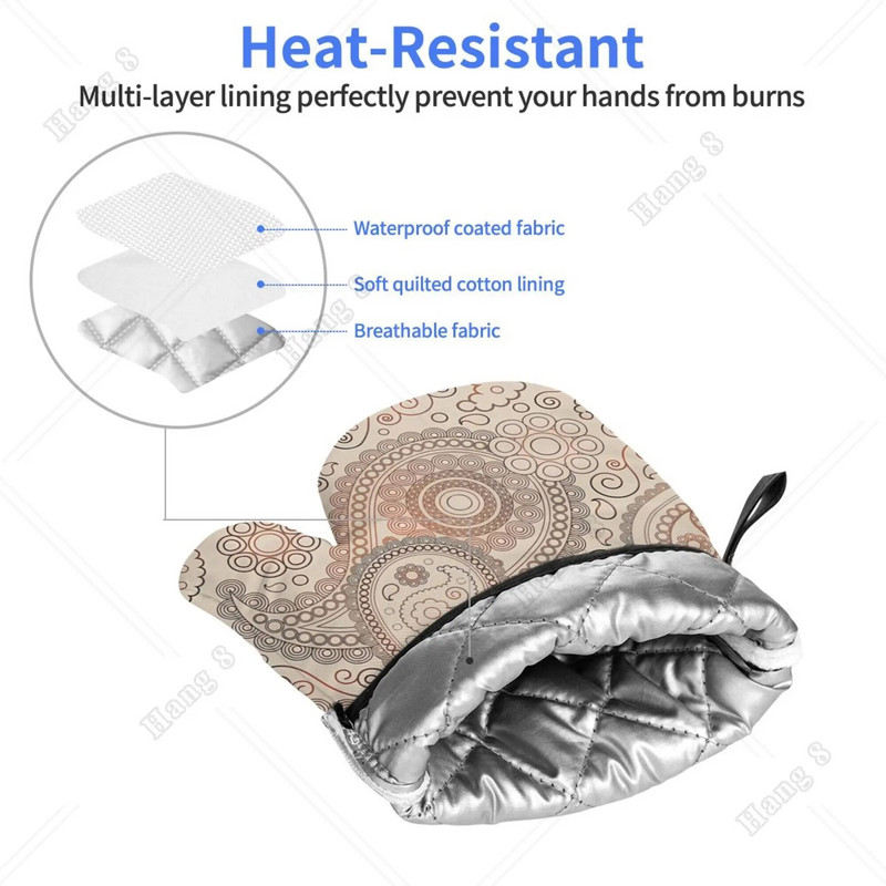 Paisley Pattern Orkaitės gaminimo pirštinės moterims Virtuvinės Pirštinės mikrobangų krosnelėje Maisto gaminimo reikmenys Karščiui atsparios kepsninės vieno dydžio