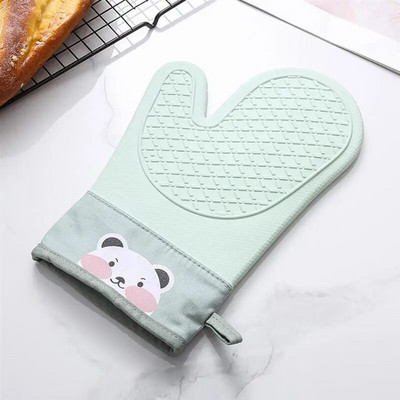 1vnt izoliuotos storos pirštinės karščiui atsparios puodo pirštinės virtuvės kepimo orkaitės kumštinės pirštinės neslystantis silikonas