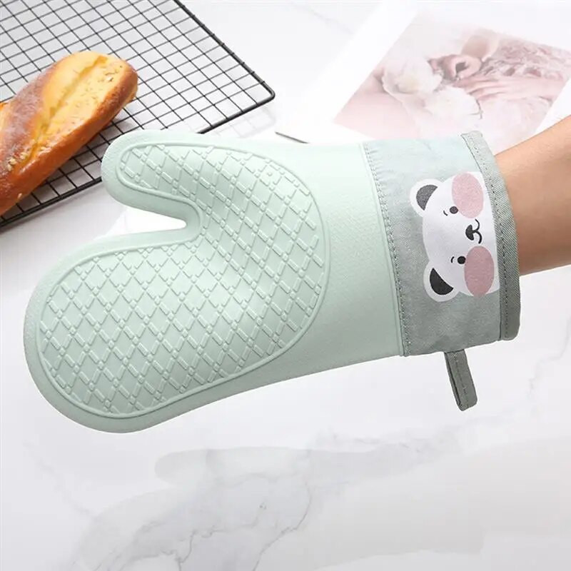 1vnt izoliuotos storos pirštinės karščiui atsparios puodo pirštinės virtuvės kepimo orkaitės kumštinės pirštinės neslystantis silikonas