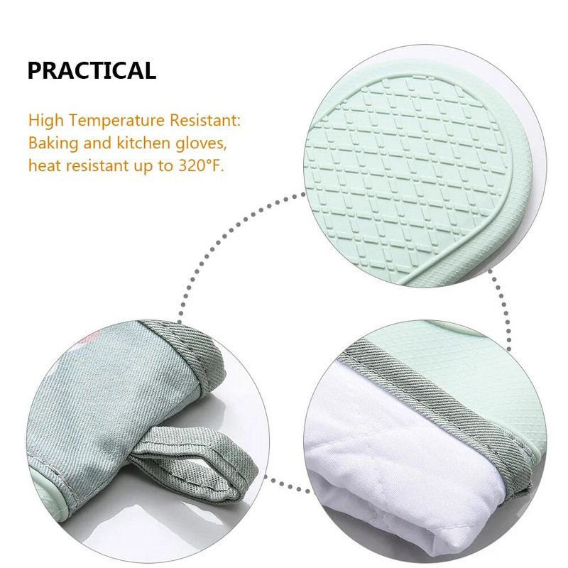 1vnt izoliuotos storos pirštinės karščiui atsparios puodo pirštinės virtuvės kepimo orkaitės kumštinės pirštinės neslystantis silikonas