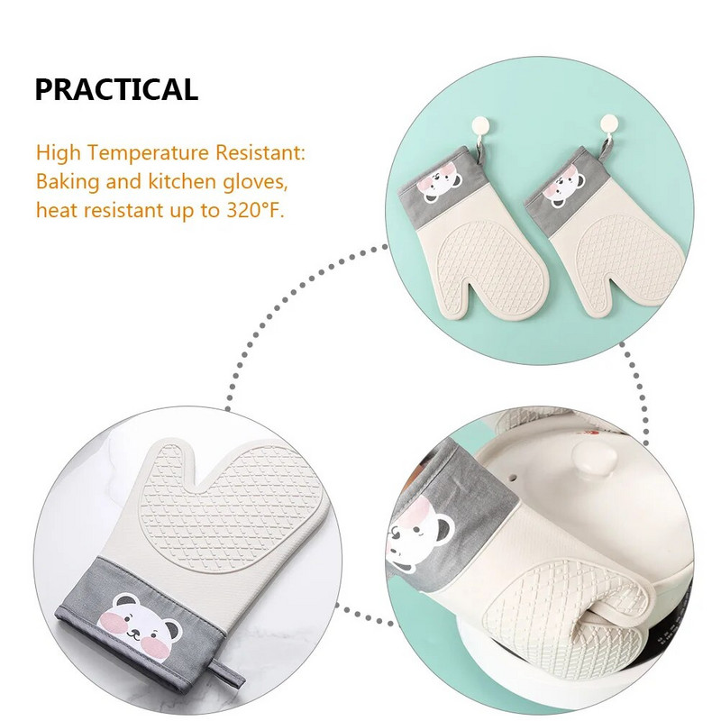 1vnt izoliuotos storos pirštinės karščiui atsparios puodo pirštinės virtuvės kepimo orkaitės kumštinės pirštinės neslystantis silikonas