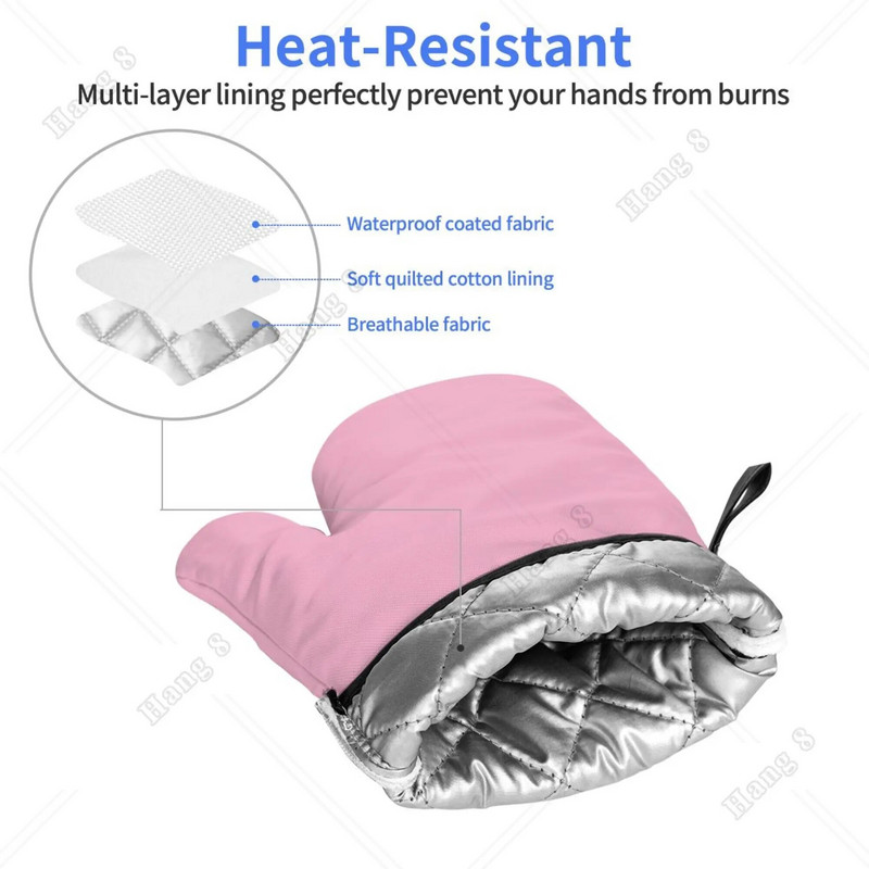 Rožinės spalvos juokingų kiaulės burnos orkaitės pirštinių rinkinys iš 2 mikrobangų krosnelėje gaminimo pirštinių moterims vyrams, kepsniams atsparios karščiui, vieno dydžio virtuvei