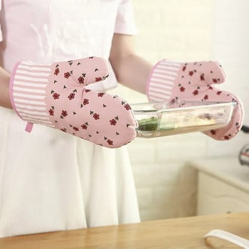 1 τεμ. Πρακτικά βαμβακερά γάντια φούρνου κατά του ζεματίσματος Βολικά γάντια ανθεκτικά σε υψηλές θερμοκρασίες Πυκνωμένα εργαλεία ψησίματος κουζίνας