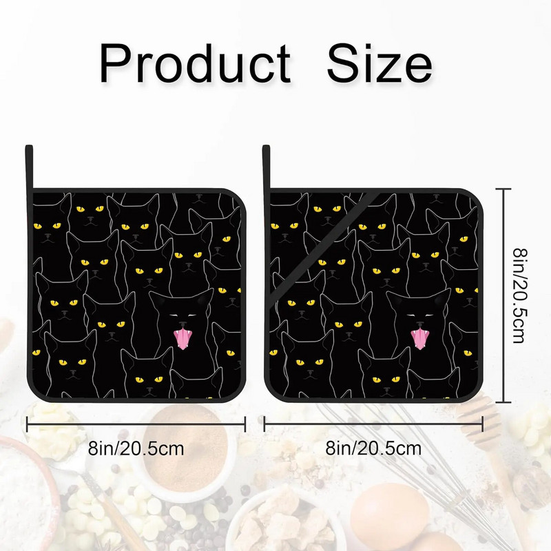 „Black Cat“ mielas puodų laikiklio rinkinys iš 2 karščiui atsparių puodų laikiklių, skirtų kepti ant grotelių, karštam maistui skirti moteriški virtuvės drabužiai