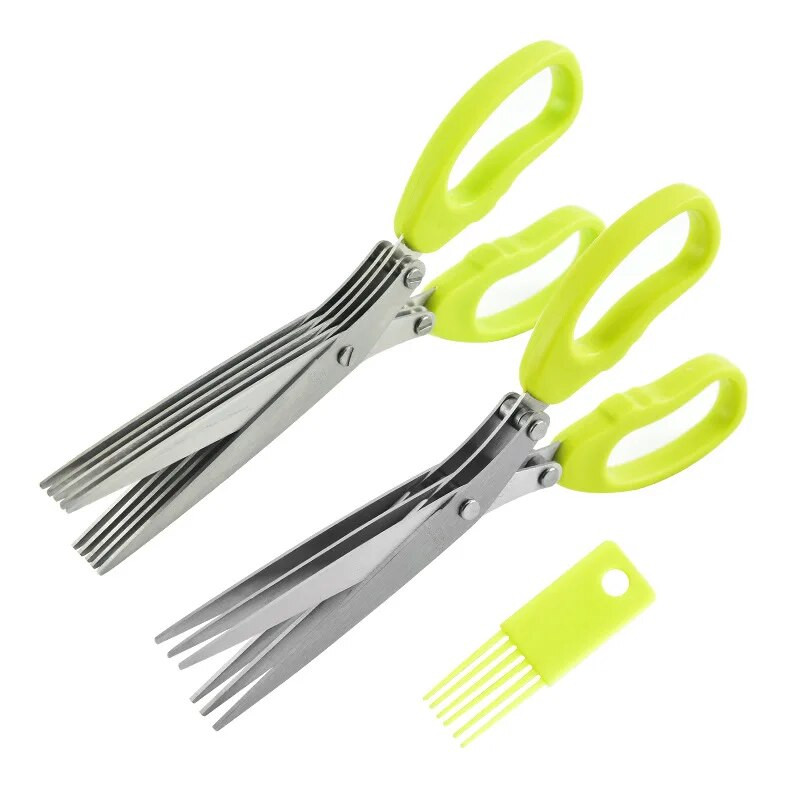 Μαχαίρια από ανοξείδωτο χάλυβα Πολλαπλών στρώσεων κουζίνας Ψαλίδι κρεμμυδιού Κρεμμύδι κόφτης βότανο Laver Spices Αξεσουάρ εργαλείων μαγειρέματος