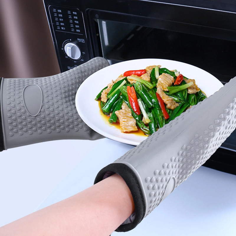 1 ranka Kepimo silikoninės pirštinės Mikrobangų krosnelė Kepimo Pirštinės Virtuvė Apsaugos nuo nuplikimo Neslysta silikoninė BBQ Orkaitės Puodo laikiklis Mitt Virtuvė