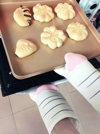 Hot Sale!Αντιολισθητικά γάντια κουζίνας Cartoon Cat Paws Γάντια φούρνου Μακριά βαμβακερά μόνωση ψησίματος Γάντια ανθεκτικά στη θερμότητα φούρνου μικροκυμάτων