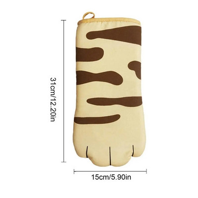 Karštas išpardavimas!Neslystančios virtuvinės pirštinės Animacinės katės letenėlės Orkaitės pirštinės ilgos medvilninės kepimo izoliacinės pirštinės Mikrobangų krosnelėje atsparios karščiui