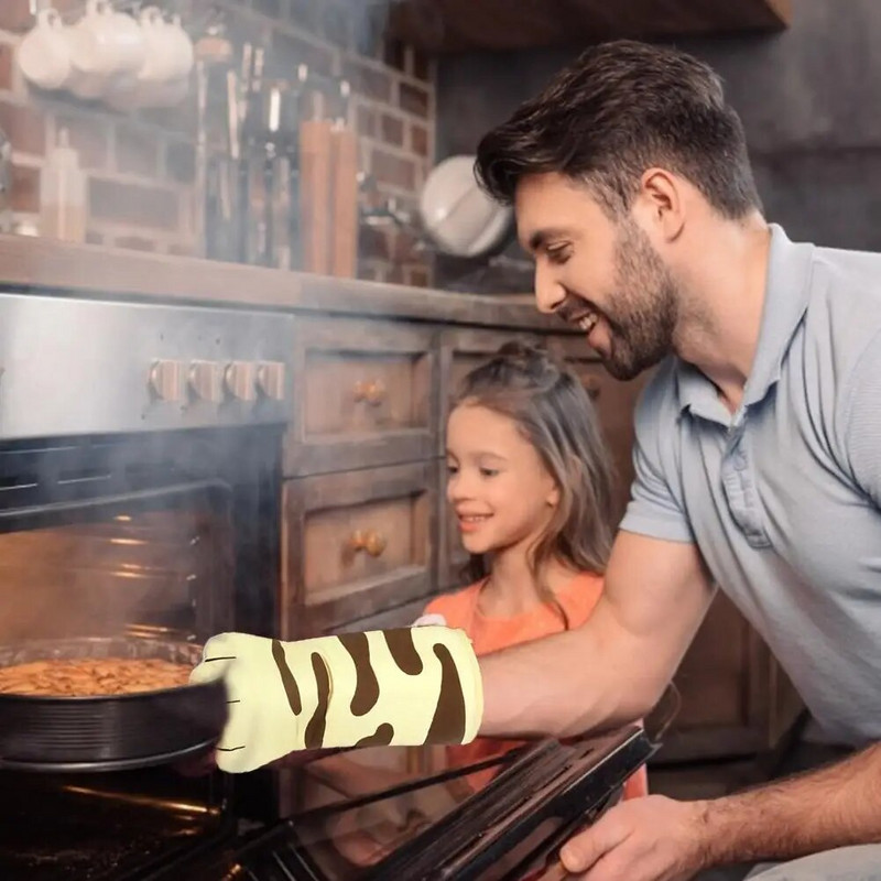 Karštas išpardavimas!Neslystančios virtuvinės pirštinės Animacinės katės letenėlės Orkaitės pirštinės ilgos medvilninės kepimo izoliacinės pirštinės Mikrobangų krosnelėje atsparios karščiui