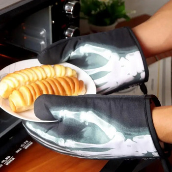 Γάντια φούρνου Γάντια μικροκυμάτων Ανθεκτικά στη θερμότητα τρισδιάστατη εκτύπωση χοντρά γάντια για μαγείρεμα μπάρμπεκιου Κουζίνες γάντι