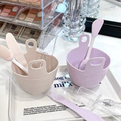 Szilikon maszk ecsetek 4 készlet tál mérőpohár DIY por tengeri moszat maszk Eszközök Fogantyú Többfunkciós kefe arc iszap keverő kefe