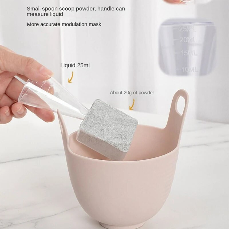 Szilikon maszk ecsetek 4 készlet tál mérőpohár DIY por tengeri moszat maszk Eszközök Fogantyú Többfunkciós kefe arc iszap keverő kefe