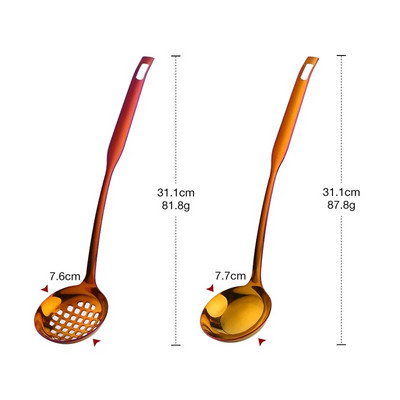 Sriubos kaušų rinkinys nerūdijančio plieno sriubos šaukštas kiaurasamtis Virimo virtuvės reikmenys Auksinis karštas puodas Restorano įrankiai Maisto serveris