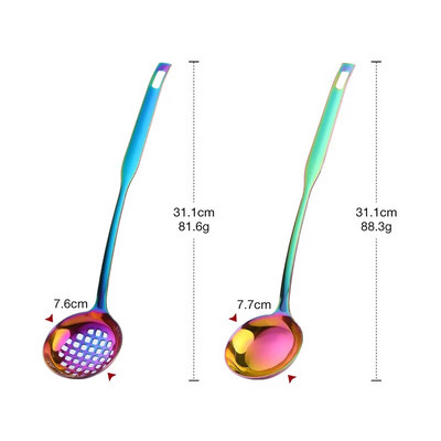 Sriubos kaušų rinkinys nerūdijančio plieno sriubos šaukštas kiaurasamtis Virimo virtuvės reikmenys Auksinis karštas puodas Restorano įrankiai Maisto serveris