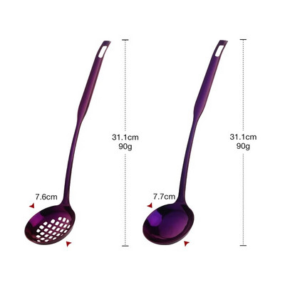 Sriubos kaušų rinkinys nerūdijančio plieno sriubos šaukštas kiaurasamtis Virimo virtuvės reikmenys Auksinis karštas puodas Restorano įrankiai Maisto serveris