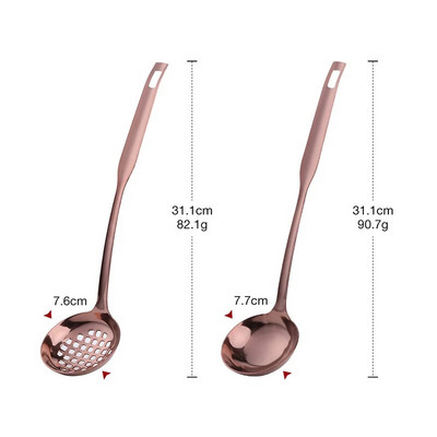 Sriubos kaušų rinkinys nerūdijančio plieno sriubos šaukštas kiaurasamtis Virimo virtuvės reikmenys Auksinis karštas puodas Restorano įrankiai Maisto serveris