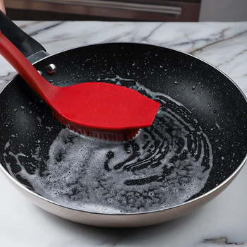 Βούρτσα πιάτων σιλικόνης Εργαλείο καθαρισμού νεροχύτη κουζίνας με μακριά λαβή Εργαλείο πλύσης κατσαρόλας αφαίρεση αλάτων Βούρτσα λεκέδων κουζίνας