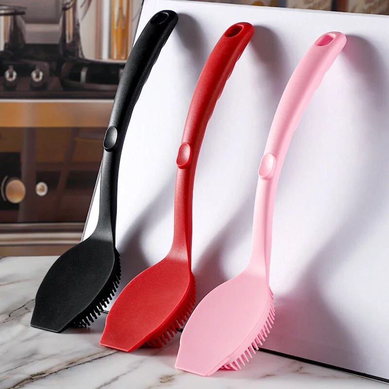 Silikoninis indų šepetys virtuvės kriauklės valymo įrankis ilga rankena puodo plovimo įrankis kalkių šalinimo alyvos dėmių šepetys virtuvės reikmenys