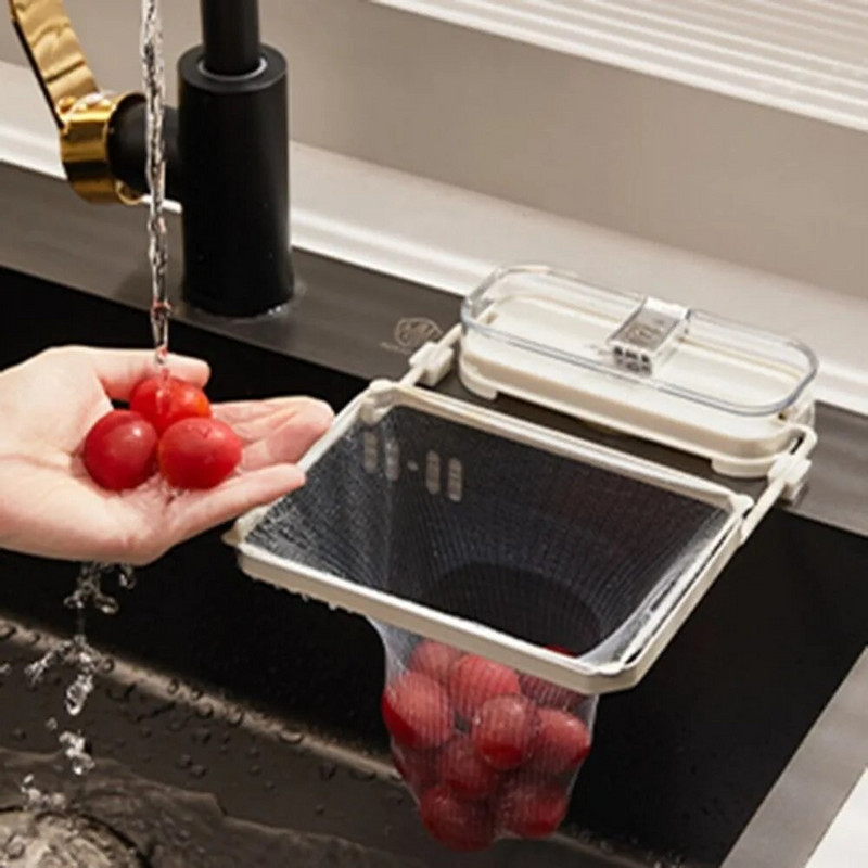 Su vienkartinio filtro kriauklės filtro stovu, plonu tinkleliu, tvirtu laikančiu kriauklės sieteliu, sulankstytu dizainu