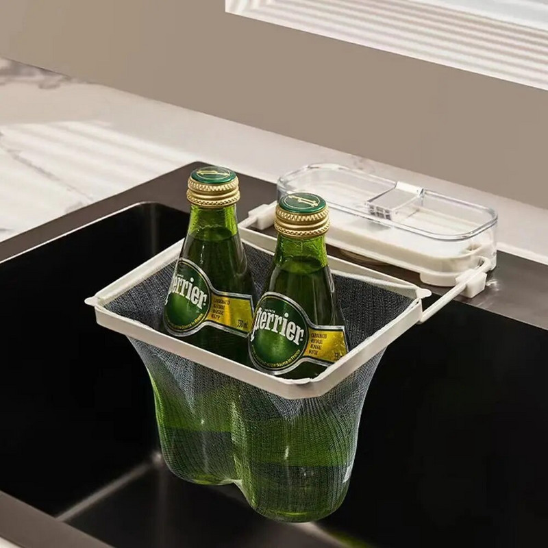 Su vienkartinio filtro kriauklės filtro stovu, plonu tinkleliu, tvirtu laikančiu kriauklės sieteliu, sulankstytu dizainu