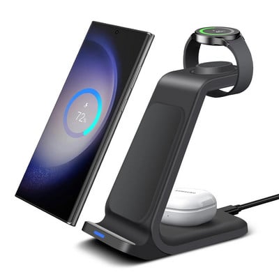 15W 3 u 1 stalak za bežični punjač Fast Charging Dock Station za Samsung Galaxy S23 S22 S21 Galaxy sat 6 5 4 Galaxy Buds 2