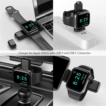 ΝΕΟ 2 σε 1 Μαγνητικό ρολόι ασύρματος φορτιστής Φορητή διεπαφή USB Type-C για Apple Watch iWatch 8 7 6 5 SE 4 3 2 Γρήγορη φόρτιση