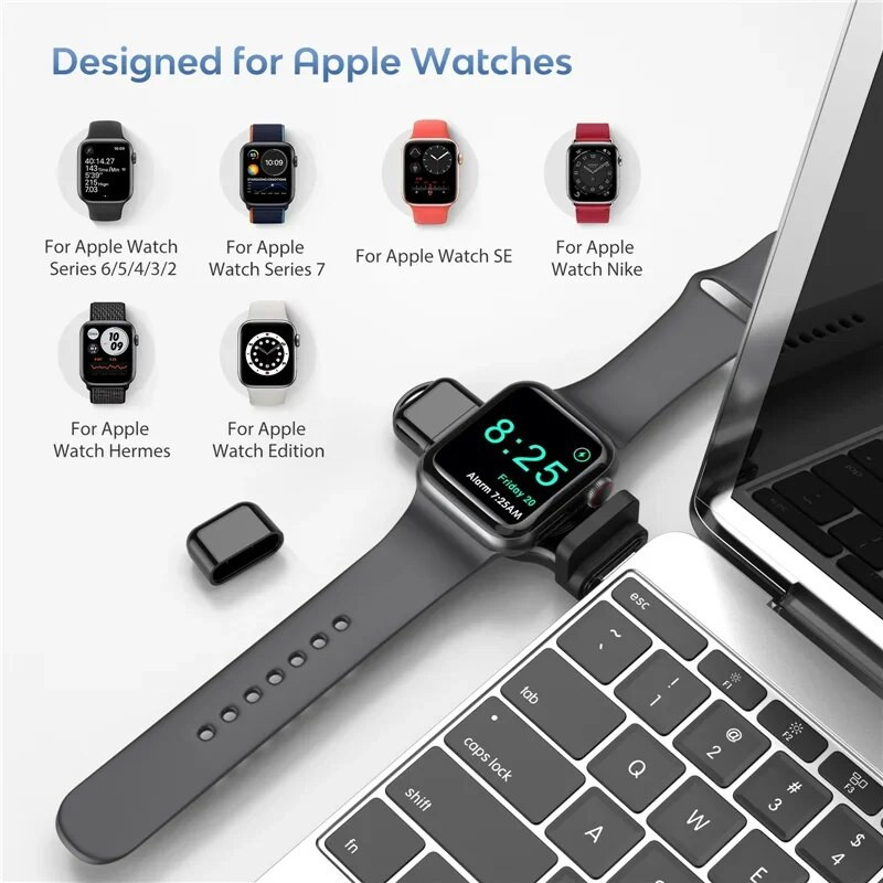 NAUJA 2 viename magnetinio laikrodžio belaidžio įkroviklio nešiojama C tipo USB sąsaja, skirta Apple Watch iWatch 8 7 6 5 SE 4 3 2 Greitas įkrovimas