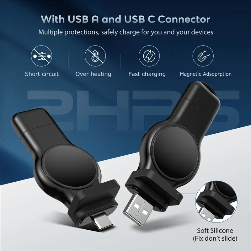 NAUJA 2 viename magnetinio laikrodžio belaidžio įkroviklio nešiojama C tipo USB sąsaja, skirta Apple Watch iWatch 8 7 6 5 SE 4 3 2 Greitas įkrovimas