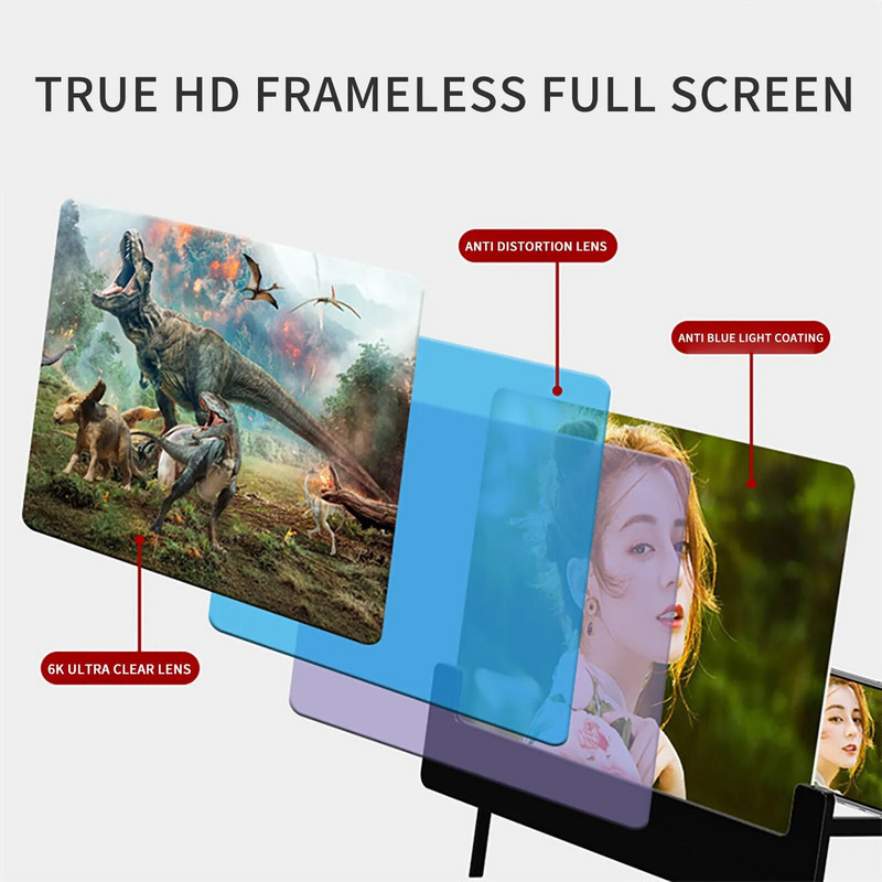10 colių mobiliojo telefono ekrano padidinimo laikiklis 3D telefono ekrano stiprintuvas projektorius didinantis didintuvas darbalaukio laikiklio stovas