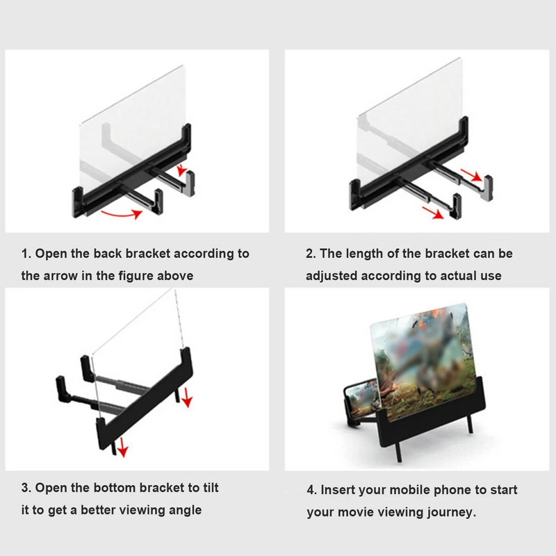 10 colių mobiliojo telefono ekrano padidinimo laikiklis 3D telefono ekrano stiprintuvas projektorius didinantis didintuvas darbalaukio laikiklio stovas