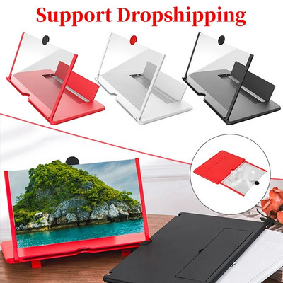 10/12 inch 3D Screen Amplifier Mobile Phone Screen Video Magnifier for Smartphone Enlarged Screen Phone Stand Bracket Dropship