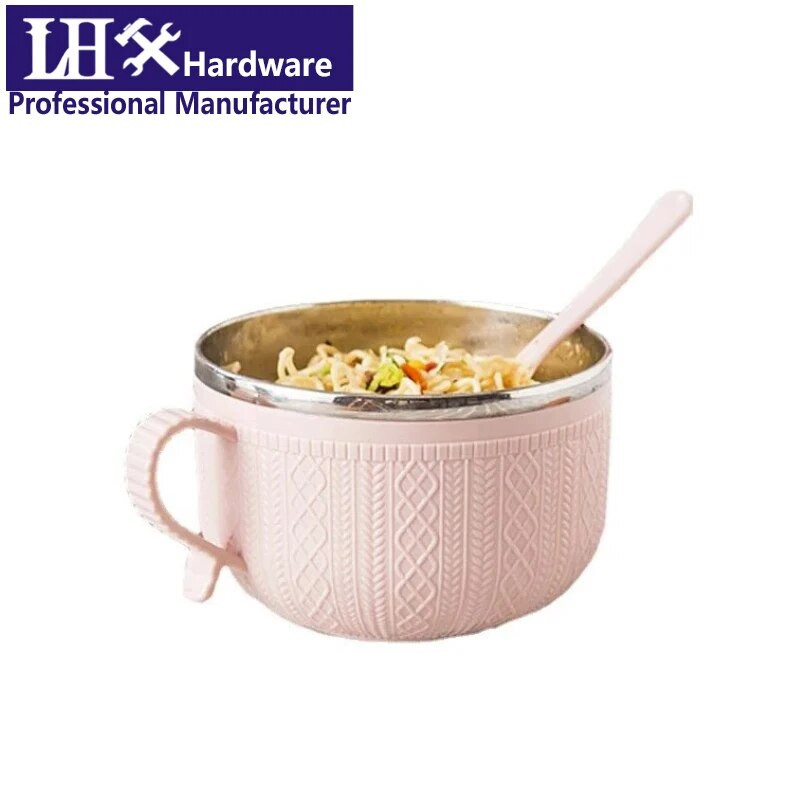 800 ml didelis nerūdijančio plieno makaronų dubuo su maisto talpykla rankena Ryžių dubuo sriubos dubenys Greito paruošimo makaronų dubuo su dangteliu Šaukštas F